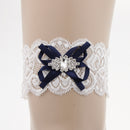 Elegant Lady Girls Lace Sating RIbbon Bow Crystal Garter for Bridal To Be Accessories