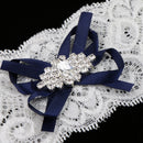 Elegant Lady Girls Lace Sating RIbbon Bow Crystal Garter for Bridal To Be Accessories