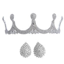 Elegant Drop Style Rhinestone Crown Tiara Earring Set Wedding Bridal Jewelry