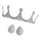 Elegant Drop Style Rhinestone Crown Tiara Earring Set Wedding Bridal Jewelry
