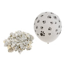12 inch Black Paw Prints Latex White Party Balloons Pack of 100pcs