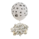 12 inch Black Paw Prints Latex White Party Balloons Pack of 100pcs