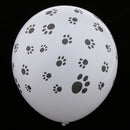 12 inch Black Paw Prints Latex White Party Balloons Pack of 100pcs