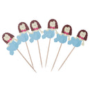 24pcs Cartoon Cake Topper Baby Shower Girl Birthday Cupcake Cake Picks Decor