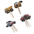 24pcs Assorted Car Cake Topper Kids Birthday Cupcake Cake Picks Decor