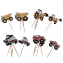 24pcs Assorted Car Cake Topper Kids Birthday Cupcake Cake Picks Decor