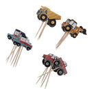 24pcs Assorted Car Cake Topper Kids Birthday Cupcake Cake Picks Decor