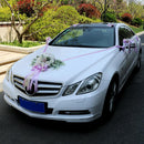 Pack of 12/Set Wedding Car Decorations Kit Set Artificial Silk Flower Ribbon Bows