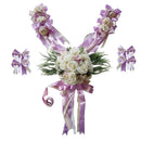 Pack of 12/Set Wedding Car Decorations Kit Set Artificial Silk Flower Ribbon Bows