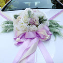 Pack of 12/Set Wedding Car Decorations Kit Set Artificial Silk Flower Ribbon Bows