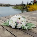 Pack of 12/Set Wedding Car Decorations Kit Set Artificial Silk Flower Ribbon Bows