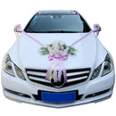 Pack of 12/Set Wedding Car Decorations Kit Set Artificial Silk Flower Ribbon Bows