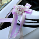 Pack of 12/Set Wedding Car Decorations Kit Set Artificial Silk Flower Ribbon Bows