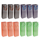 12 Pack Set of Assorted Paper Tote Wine Bottle Bag for Party Favors