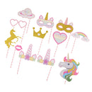 12 Pieces Unicorn Theme Photo Booth Prop Kits Kids Birthday Party Supplier