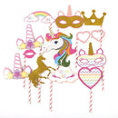 12 Pieces Unicorn Theme Photo Booth Prop Kits Kids Birthday Party Supplier