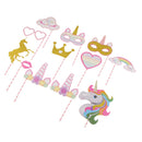 12 Pieces Unicorn Theme Photo Booth Prop Kits Kids Birthday Party Supplier