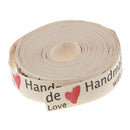 5 Yards Hand Made With Love Heart Fabric Ribbon Gift Package Craft Decor