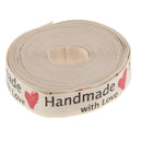 5 Yards Hand Made With Love Heart Fabric Ribbon Gift Package Craft Decor