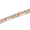 5 Yards Hand Made With Love Heart Fabric Ribbon Gift Package Craft Decor