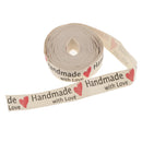 5 Yards Hand Made With Love Heart Fabric Ribbon Gift Package Craft Decor
