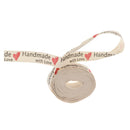 5 Yards Hand Made With Love Heart Fabric Ribbon Gift Package Craft Decor