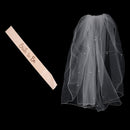 Pack of 2 Bride to be Diamond Satin Sash and Veil Set Bridal Shower Fancy Dress