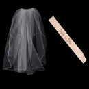 Pack of 2 Bride to be Diamond Satin Sash and Veil Set Bridal Shower Fancy Dress