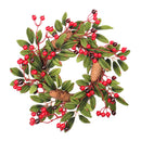 Artificial Pine Cone Leaf Berry Wreath for Home Window Door Wall Ornament Christmas Decoration
