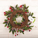 Artificial Pine Cone Leaf Berry Wreath for Home Window Door Wall Ornament Christmas Decoration