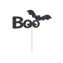 20 Pieces Glitter Paper Boo Cake Topper Halloween Party Supplier Black