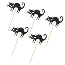 5pcs Halloween Black Cat Cake Toppers Muffin Cupcake Picks for Halloween