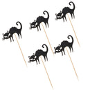 5pcs Halloween Black Cat Cake Toppers Muffin Cupcake Picks for Halloween