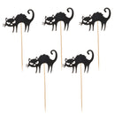 5pcs Halloween Black Cat Cake Toppers Muffin Cupcake Picks for Halloween