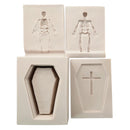 4pcs Halloween Coffin Skeleton Molds Silicone Candy Soap Mold Cookie Baking Mould