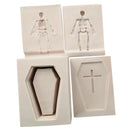 4pcs Halloween Coffin Skeleton Molds Silicone Candy Soap Mold Cookie Baking Mould