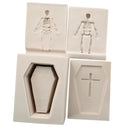 4pcs Halloween Coffin Skeleton Molds Silicone Candy Soap Mold Cookie Baking Mould