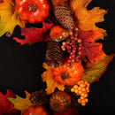 Fall Front Door Wreaths 18 Inch Pumpkin Harvest Wreath Autumn Mum Wreath Silk Maple Leaves for Thanksgiving Day