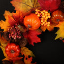 Fall Front Door Wreaths 18 Inch Pumpkin Harvest Wreath Autumn Mum Wreath Silk Maple Leaves for Thanksgiving Day