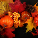 Fall Front Door Wreaths 18 Inch Pumpkin Harvest Wreath Autumn Mum Wreath Silk Maple Leaves for Thanksgiving Day