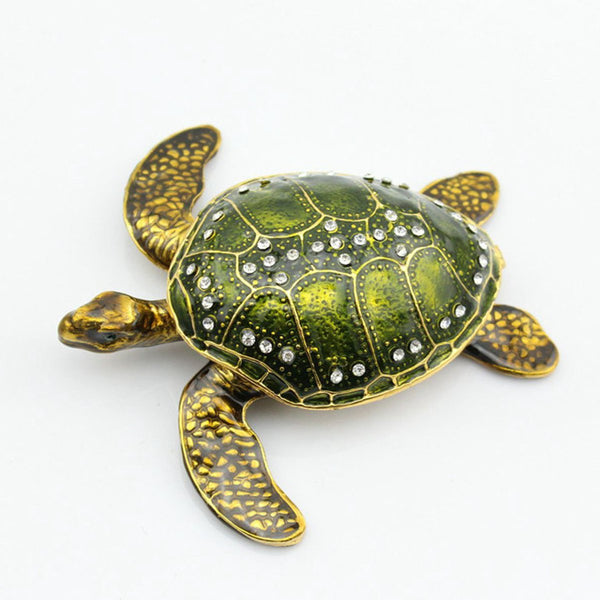 Turtle Metal Jewelry Box Trinket Case Crystal Storage Organizer Birthday Gift
