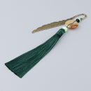 Classic Chinese Style Metal Feather Bookmarks With Tassel Book Lovers Gift Green