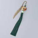 Classic Chinese Style Metal Feather Bookmarks With Tassel Book Lovers Gift Green
