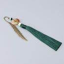 Classic Chinese Style Metal Feather Bookmarks With Tassel Book Lovers Gift Green