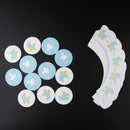 Pack of 24 Cute Baby Carriage Pacifier Design Paper Cupcake Topper & Cake Wrapper Decor Set