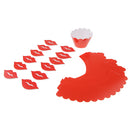 Set of 12 Fashion Red Lips Design Cake Topper and Cupcake Wrapper Decor