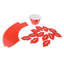 Set of 12 Fashion Red Lips Design Cake Topper and Cupcake Wrapper Decor