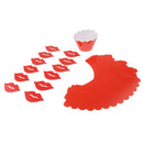 Set of 12 Fashion Red Lips Design Cake Topper and Cupcake Wrapper Decor