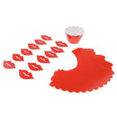 Set of 12 Fashion Red Lips Design Cake Topper and Cupcake Wrapper Decor