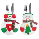 4Pcs Cute Christmas Knife Fork Bags Cartoon Tableware Cutlery Silverware Holder